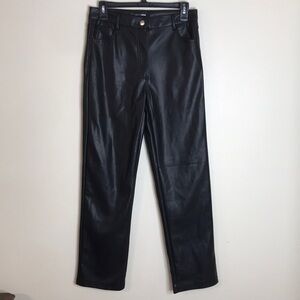 Fashion nova black faux leather pants size medium